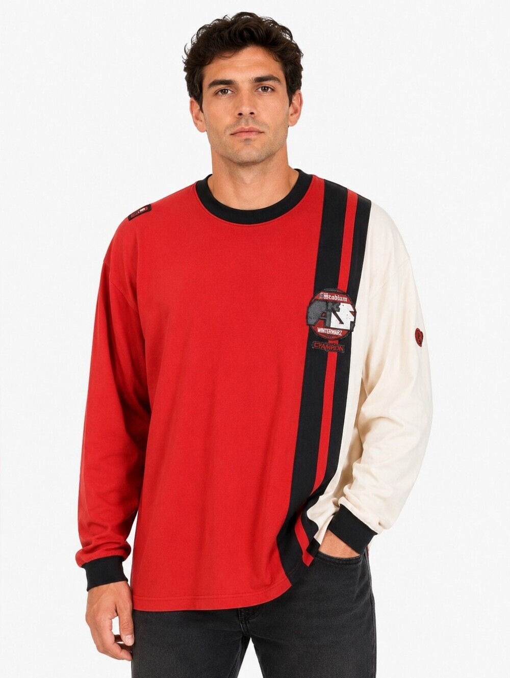 Akademiks Men's Sports Patch Sweater Long Sleeve Pull Over Size XL